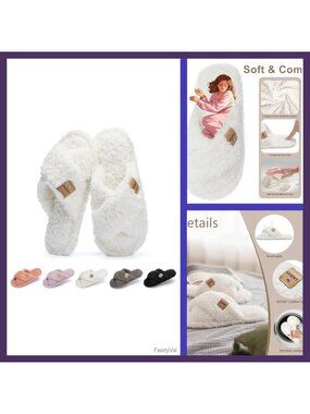 Fuzzy Open Toe Slippers Memory Foam House Shoes
